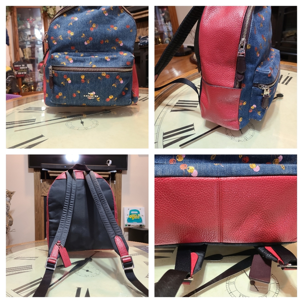 Coach Medium Charlie Backpack w/ Cherry Print